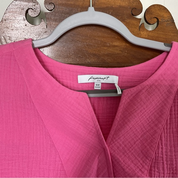 Foxcroft Raspberry Pink Tunic Top 16W - Picture 3 of 7